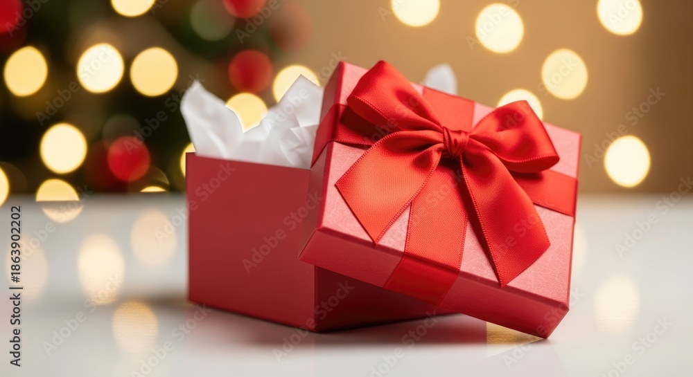 custom made wallpaper toronto digitalBeautifully wrapped red gift box with elegant bow on white surface