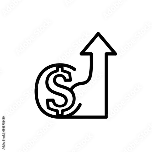 Financial Growth and Investment Success Icon with Upward Trend Arrow