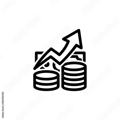 Financial Growth and Investment Success with Upward Trending Graph and Coins