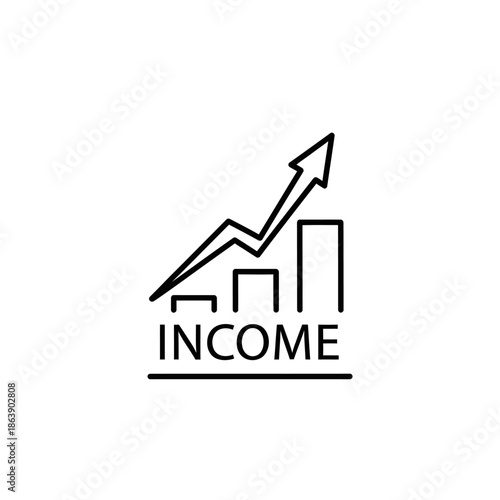 Financial Growth Chart with Rising Income Graph and Arrow Indicator