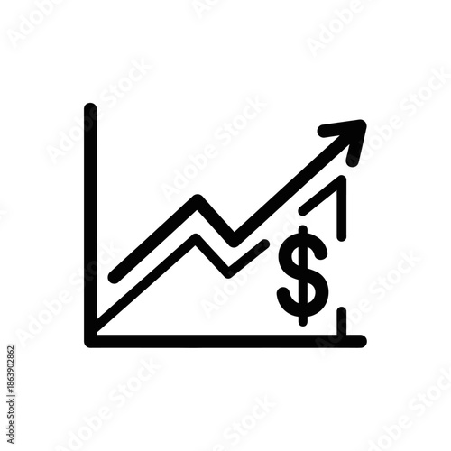 Financial Growth Chart with Upward Arrow and Dollar Sign for Investment Success