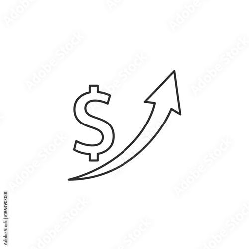 Financial Growth Concept with Dollar Sign and Upward Arrow Illustration