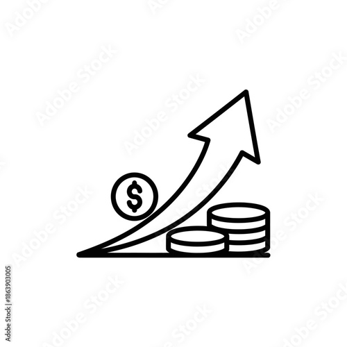 Financial Growth Concept with Arrow and Coins for Business Success