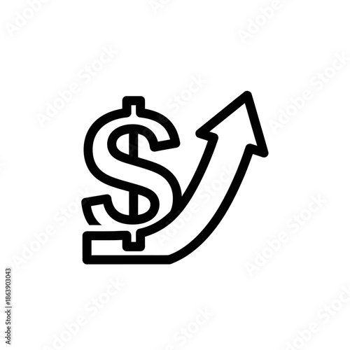 Financial Growth Concept with Dollar Sign and Upward Arrow Illustration