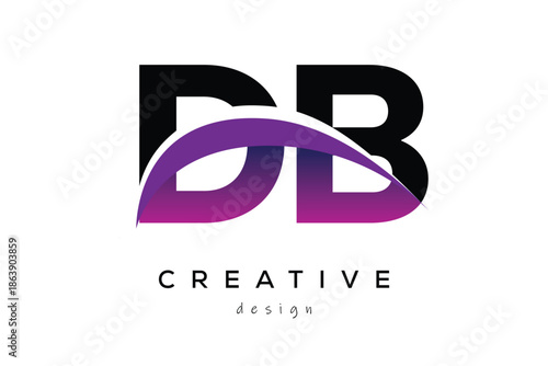 DB Creative And Modern Letter Logo Design with Creative Purple Wave Abstract Latter Logo Concept.
