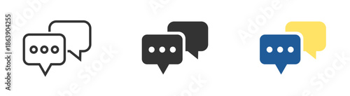 Speech bubble icon set. Speech bubble collection line and glyph styles. Dialogue balloons, text boxes, quote frames, conversation tags, thoughts labels. Vector illustration.