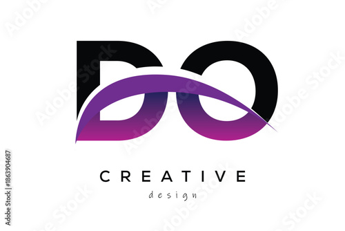 DO Creative And Modern Letter Logo Design with Creative Purple Wave Abstract Latter Logo Concept.