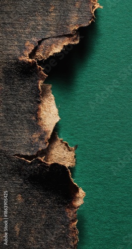 Torn paper edge on green background