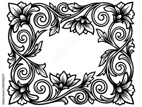 Vintage art flower frame background 