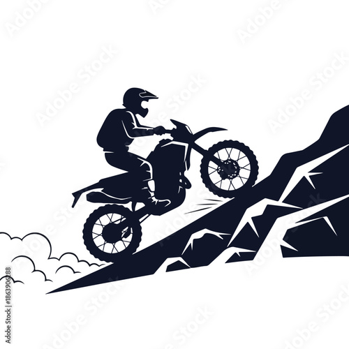Dirt bike rider skillfully ascends a steep rocky incline, kicking up dust and spray from the challenging terrain