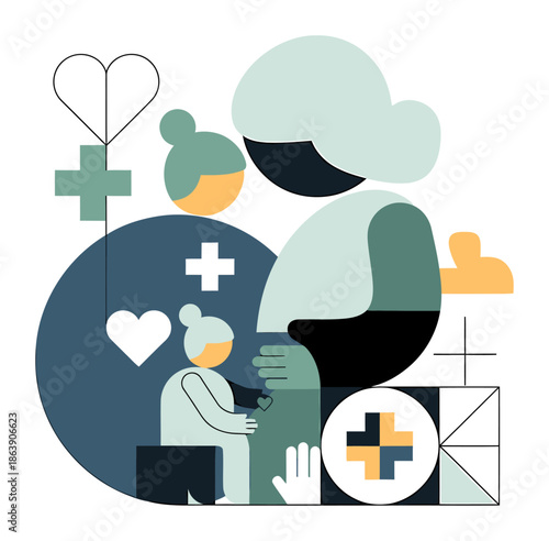 Modern Geometric Abstract Vector for Elderly Care Nursing