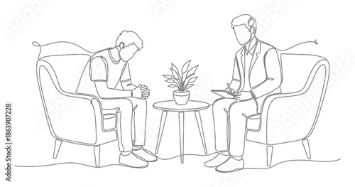 Continuous Line Art: Mental Health Therapy & Wellness | Minimalist Single Line Drawing