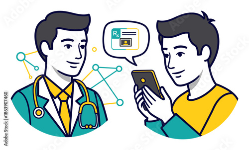 Modern Telemedicine Online Doctor Vector. Duotone High Contrast Digital Healthcare Consultation. Remote Medical Service Illustration.