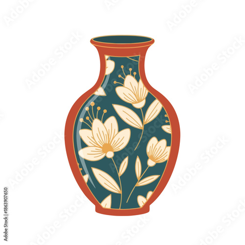 Decorative Ceramic Vase with Floral Pattern