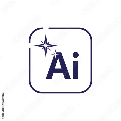A simple graphic design showcases the letters ai inside a rounded square frame with a star symbol above it
