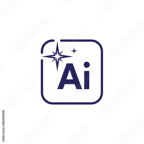 A sleek modern logo design features a blue square embracing a star and the letters ai symbolizing artificial intelligence