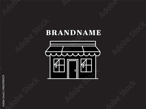 Simple White Storefront Logo Design Template.