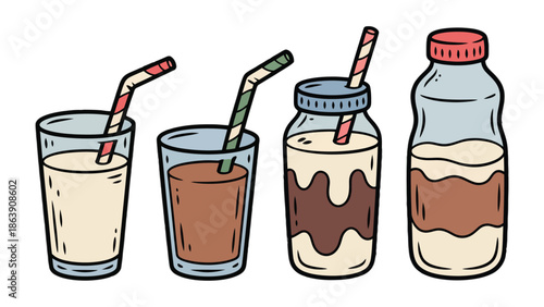 Cool Drinks' Varieties: A vibrant illustration showcasing an array of refreshing beverages, each meticulously crafted and visually appealing. Each drink promises a delightful taste.