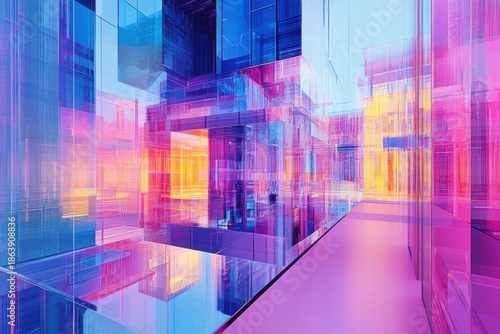 Abstract pastel futuristic interior