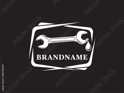 Wrench Logo Design with Water Drop.