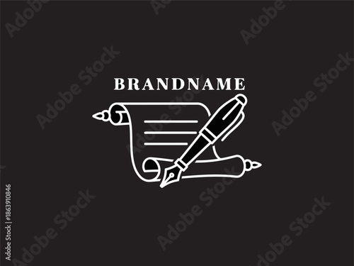 White Quill Pen and Paper Logo.