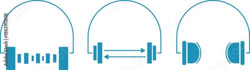 headphones for listening to music, icons of speakers and headphones