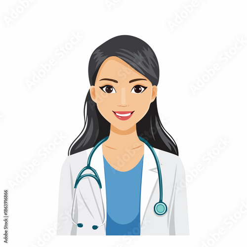 Portrait of a smiling female doctor with a stethoscope around her neck