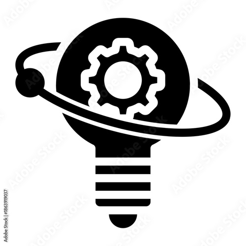 Solid glyph icon of an innovative intelligent solution