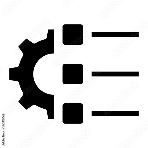 Solid glyph icon of configuration menu settings