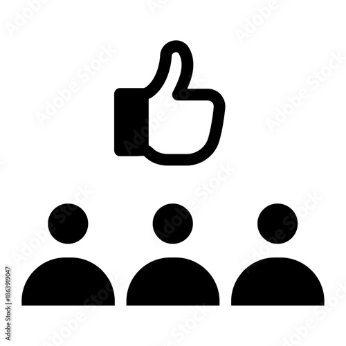 Solid glyph icon of customer feedback and approval