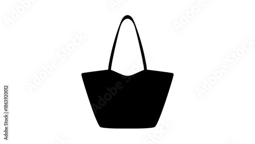 leather tote bag, black isolated silhouette