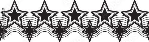 A decorative trim design featuring alternating large five-pointed stars with layered patterns and smaller solid stars, often used for bulletin boards or classroom decor.