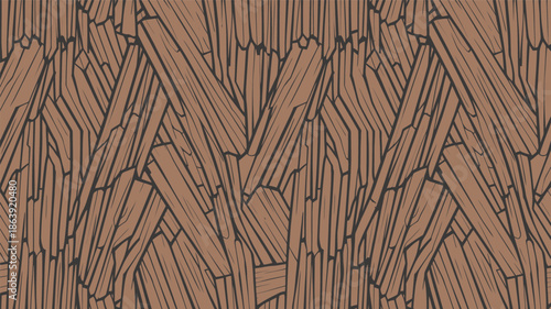 Stylized illustration depicts tightly packed, overlapping vertical wood grain segments in brown tones, creating a natural, rustic texture suitable for earthy backgrounds.