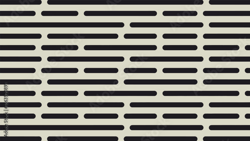An abstract seamless pattern features horizontal beige slots punctuated by black gaps, suggesting ventilation, data flow, or modern architectural screening.