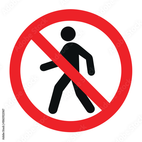 PrintNo Walking Sign – Prohibited Pedestrian Symbol Icon
