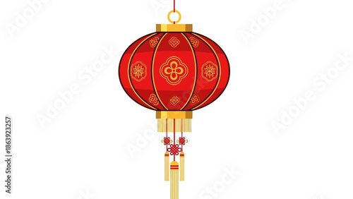 Chinese red lantern isolated on white.