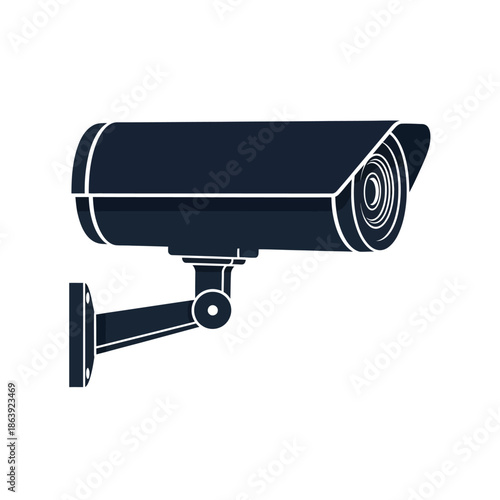 a simple black and white line art illustration of a security camera facing directly forward mounted on a wall