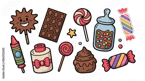 Sweet Dreams: An array of colorful candies tempts the senses, presenting a delightful assortment of sugary treats, conjuring the magic of childhood.