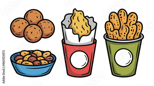 Culinary Delights: A vibrant array of enticing snacks, artfully presented, promises a flavorful journey for the senses. From crispy textures to savory delights.