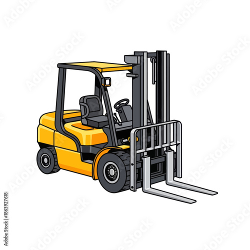Yellow forklift truck illustration on a white background
