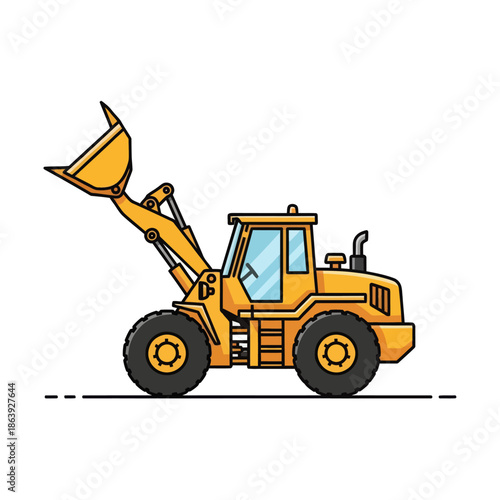 Yellow Wheel Loader Construction Vehicle Illustration