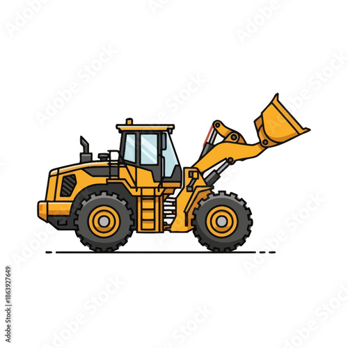 Yellow Wheel Loader Construction Vehicle Icon Vector Illustration