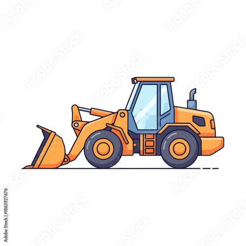 Orange Front Loader Construction Vehicle Cartoon