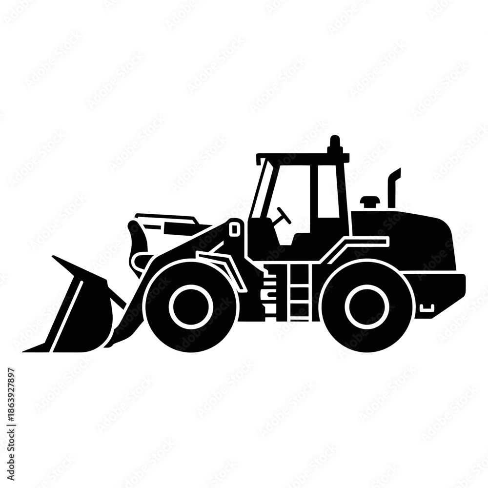 Fototapeta premium Front Loader Silhouette Icon - Construction Vehicle Vector Art