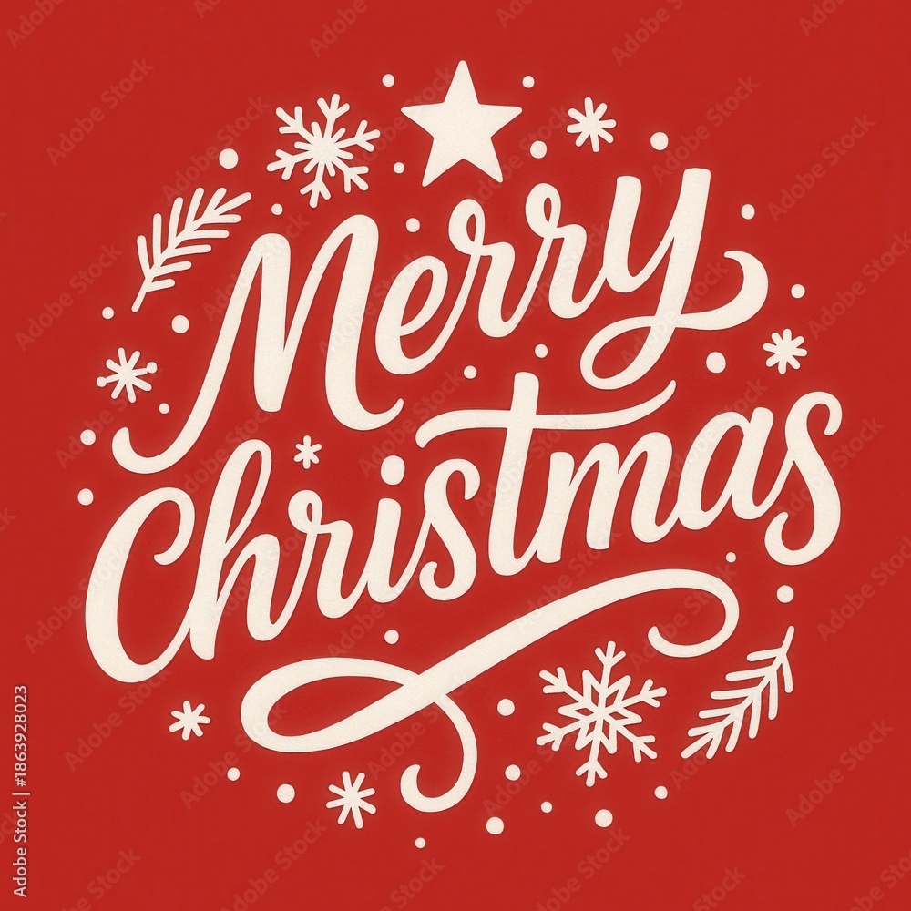 Fototapeta premium Merry Christmas script poster