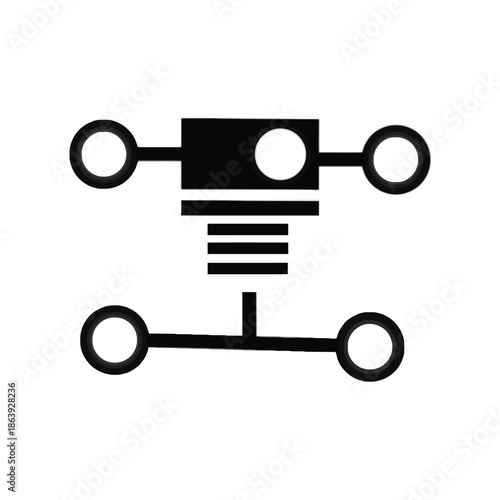 a simplified illustration depicting a black toggle switch with four connection points and a central actuator component high quality professional