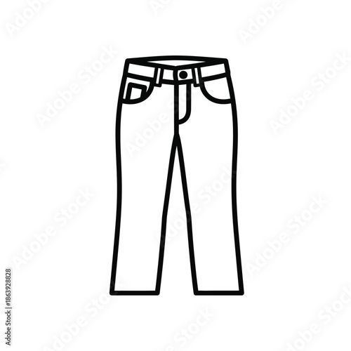 a simple line drawing depicts a pair of classic blue denim jeans with a belt showcasing everyday fashion high quality