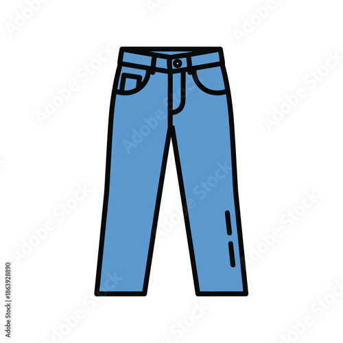 a simple illustration depicting a pair of classic blue denim jeans with visible pockets and belt loops high quality professional