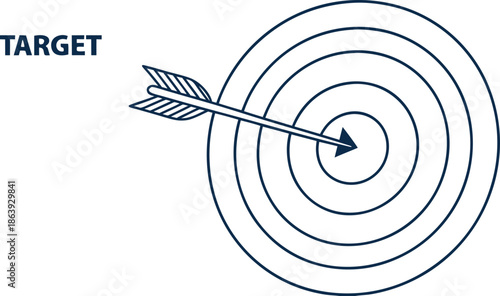 An arrow hitting the bullseye of a target, symbolizing precision, goals, and successful achievement.
