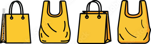 Set of four holiday shopping bag silhouettes in a simple, clean style